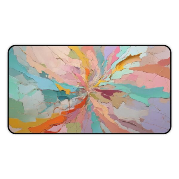 desk mat with broken symmetry layout, workspace mat with wave-interference design, mouse pad with bent and twisted vector lines