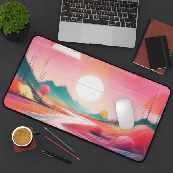 with hand-textured natural soft fade, desk mat for clear morning rhythm, workspace mat with subtle grain-shadow layering, mouse pad with harmony-inspired beige tones,