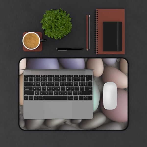 mouse pad with fade-resistant patterning, desk mat that makes your keyboard pop, workspace mat for content batching