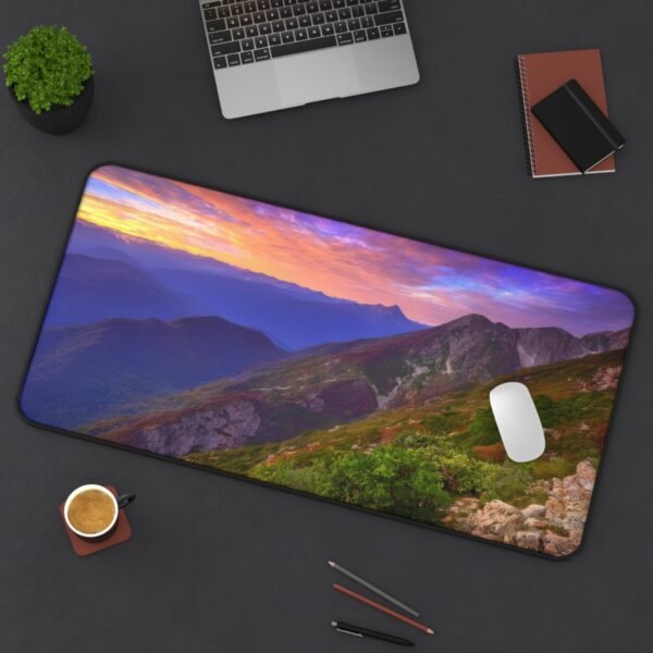 desk pad with wood grain texture in brown, mouse pad for top-down photo setups