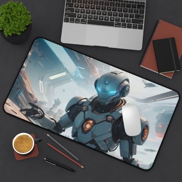 workspace mat with hyperspace-inspired depth for elevated cyber environments,