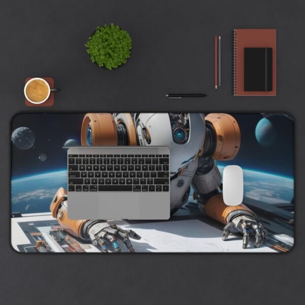 mmersive interface design, workspace mat inspired by interstellar aesthetics for futuristic ui development, mouse pad inspired by futuristic workstation design for future-forward desk layouts,