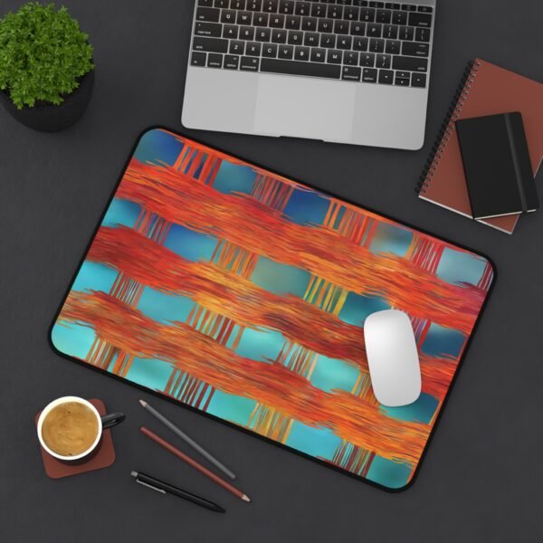 setup tour background desk pad, LED strip lighting surface, vibe desk mat, futuristic pattern desk pad