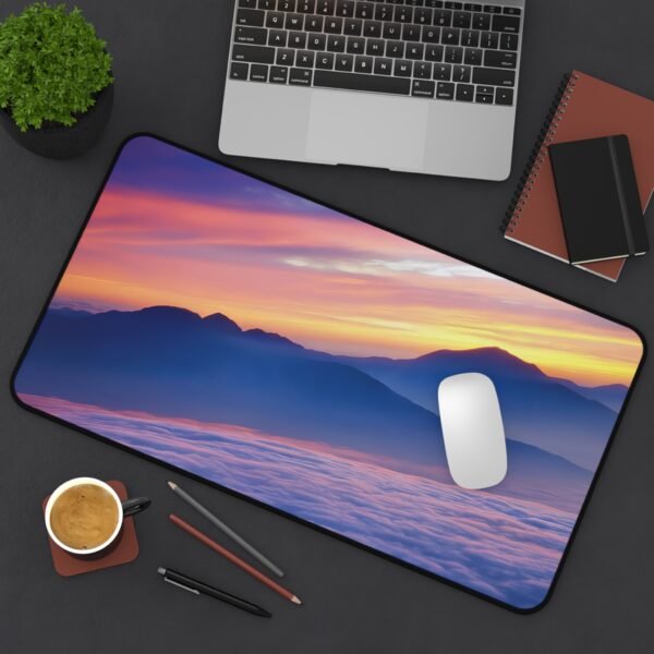 desk mat with cable management in white, desk mat with cable management with gradient finish