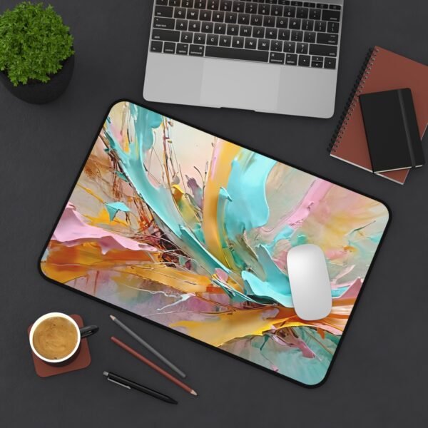 abstract layout mat, floral style desk pad, nature-inspired workspace accessory, sky tone surface pad