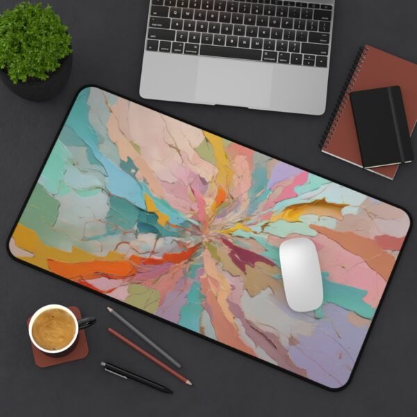 workspace mat with offset line gradients, mouse pad for layered thought expression, desk mat with optical shift composition