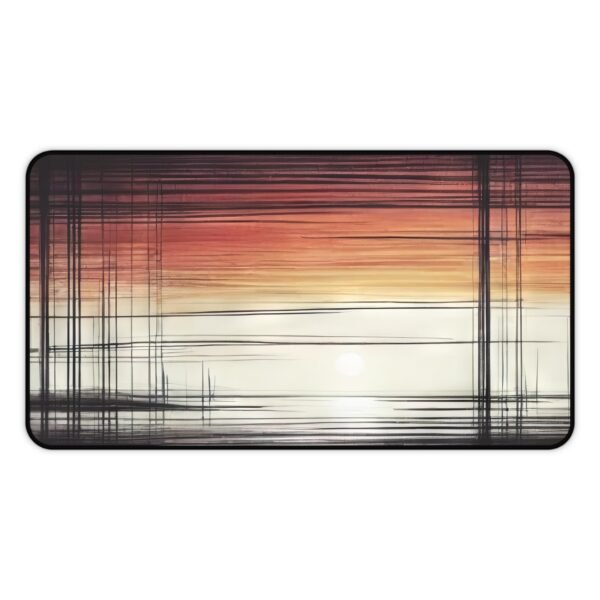 desk mat with ambient chaos design, workspace mat with geometric noise reduction patterns