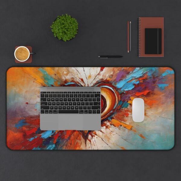 desk mat with twisted surface energy, workspace mat with tonal layer complexity, mouse pad with frequency-mapped visual disruption,