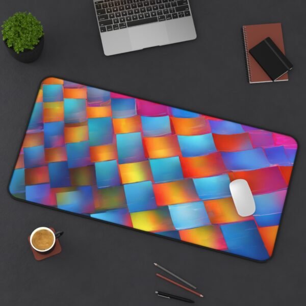 copper tone pad, bronze aesthetic surface, navy blue desk mat, royal blue pad, pastel blue desk cover
