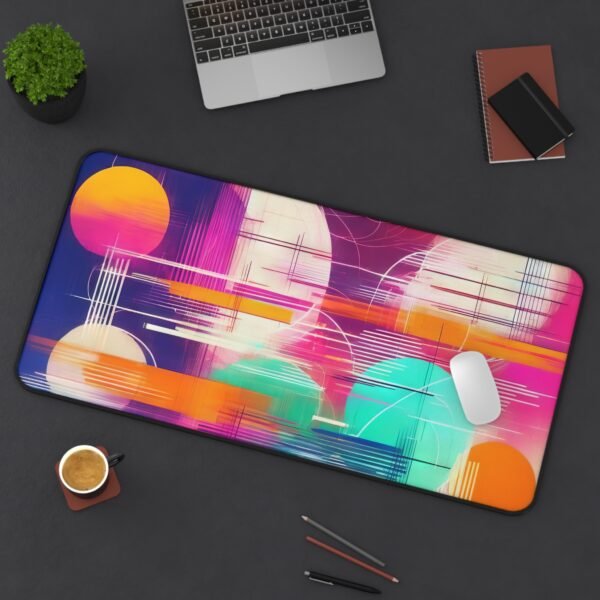 desk mat with sumi-e brush stroke pattern, workspace mat inspired by minimalist Japanese aesthetics, mouse pad with modern wabi-sabi texture