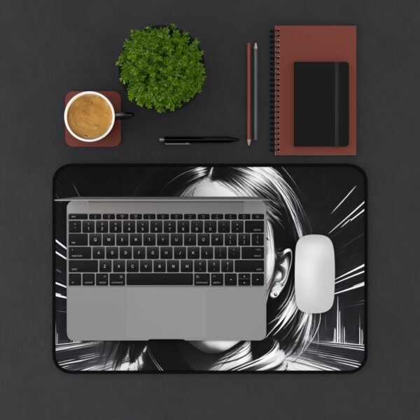 black and white deskmat