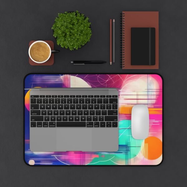 mouse pad with calligraphy-inspired motion flow, desk mat for modern east-meets-west setups, workspace mat with subtle red accent geometry, mouse pad with calm mountain haze fade, desk mat with tonal shoji screen styling, workspace mat for grounded minimalist layouts,