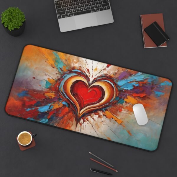mouse pad with organic-meets-digital edgework, desk mat with cascading tonal irregularity, workspace mat with splintered visual flow, mouse pad for experimental design setups,