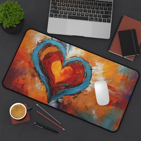 desk mat with peace in the color palette, workspace mat for creators who give from the heart