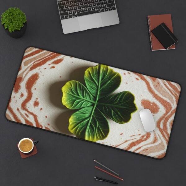 desk mat for low-contrast aesthetics, mouse pad for tactile comfort, four leaf