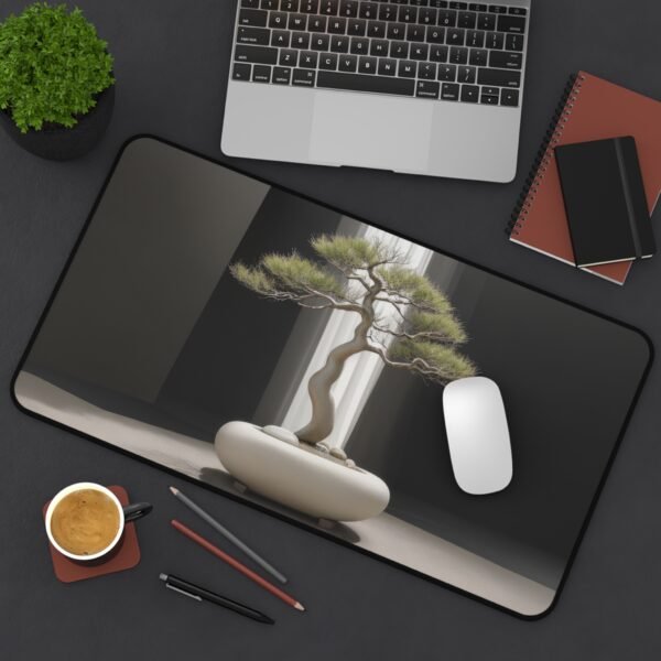 wood grain print surface, faux oak desk pad, walnut finish workspace mat, light ash tone desk pad