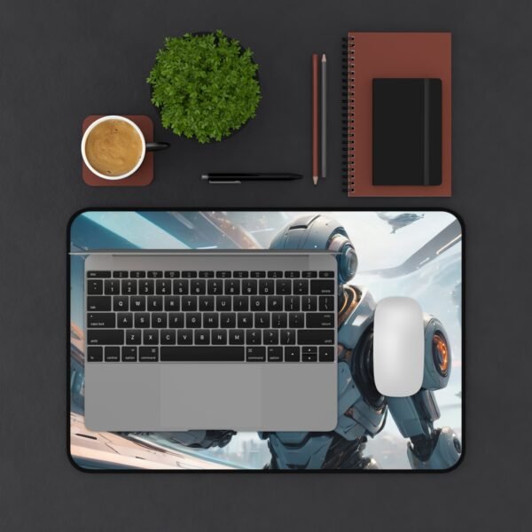 workspace mat with minimal light-reactive geometry for metaverse-ready environments, workspace mat featuring digital stream flow for advanced creative setups, workspace mat with stealth gloss overlay for sci-fi inspired studios