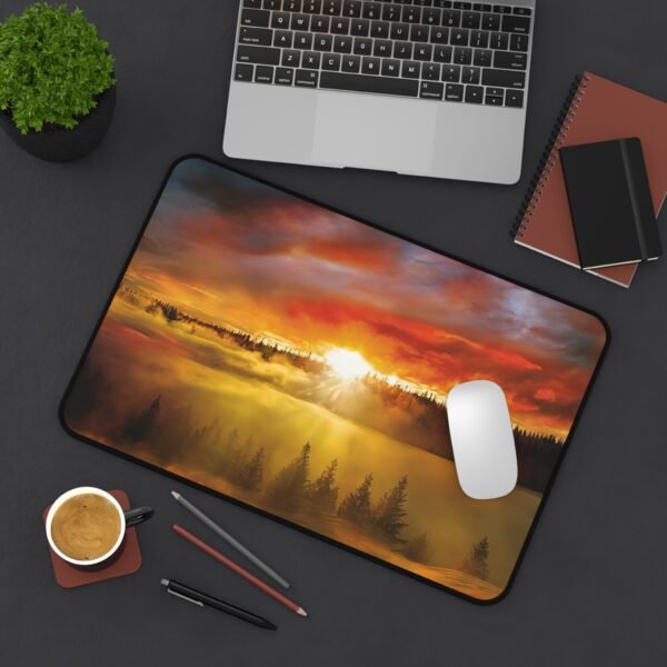 mouse pad that blends into plant-rich workspaces, desk mat with windswept mountain tones, workspace mat that pairs with woven textures and linen, mouse pad that calms your visual space,