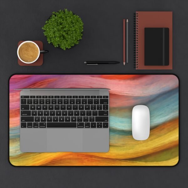 non-reflective desk mat, glare-free workspace surface, camera-ready desk pad