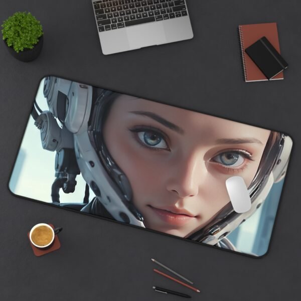workspace mat with neon-edge luminescence for light-enhanced productivity zones, desk mat inspired by cybernetic design for concept-driven interface design, workspace mat inspired by futuristic workstation design for futuristic ui development,