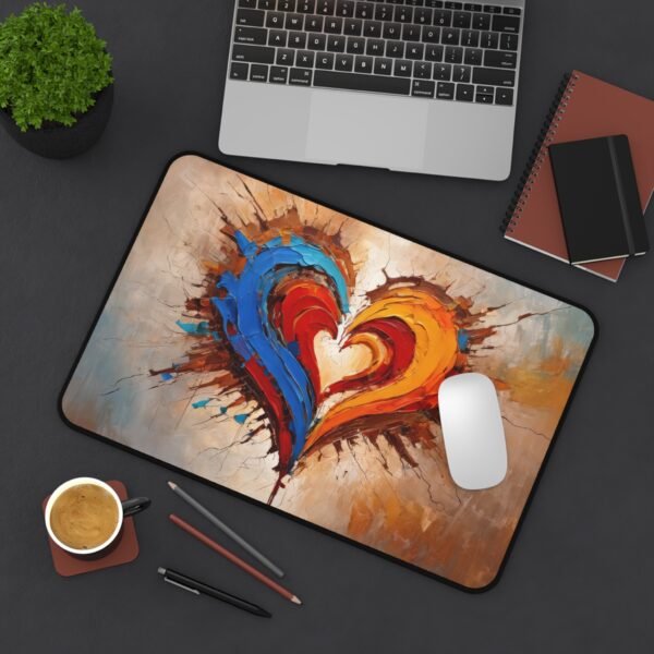 mouse pad with residual shape bloom, desk mat with intersecting structure layers, workspace mat with echo-based movement design,