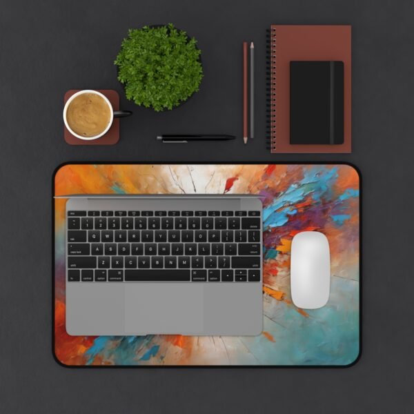 desk mat with soft rose tones for intentional creative energy, workspace mat inspired by handwritten letters and open windows
