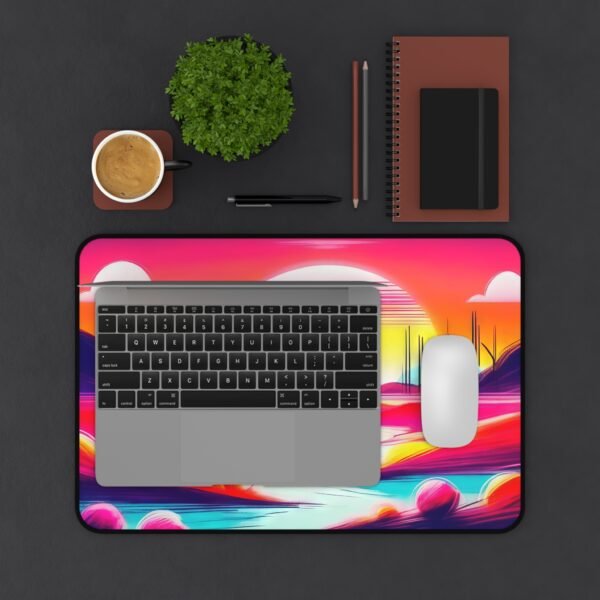 desk mat with sun-faded canvas tones, workspace mat with cream and sage blend, mouse pad with gentle horizon-inspired fade