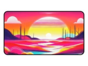 mouse pad with minimal botanical mood, desk mat with fog-layered beige structure, workspace mat for sunlight-aligned workspaces,