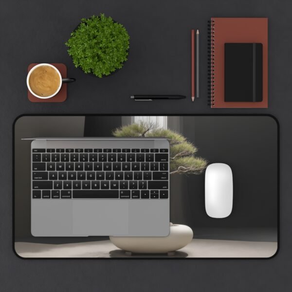 espresso brown surface mat, black wood pattern desk mat, whitewashed workspace surface