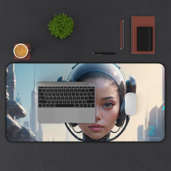 workspace mat featuring ultralight chrome finish for elevated cyber environments, mouse pad with nano-fabric texture for sci-fi inspired studios,
