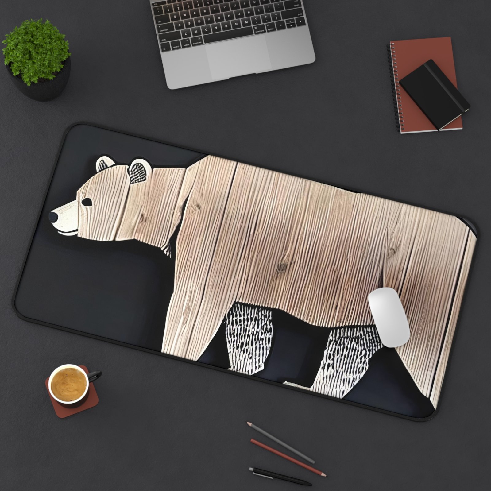 mouse pad with gentle visual weight, desk mat that brings calm control, workspace mat for streamlined systems, bear mat