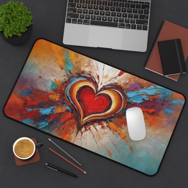 thoughtful nights, desk mat that feels like a warm hug from your favorite person, workspace mat with candlelit calm and cozy intention,