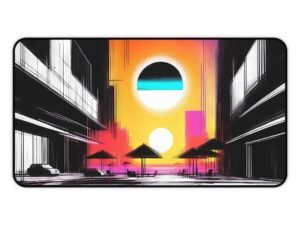 , mouse pad with asymmetric ink balance, desk mat with still water reflection motif, workspace mat with subtle lantern glow tone, mouse pad with fusion of nature and abstraction, desk mat for aesthetic-driven modern harmony,