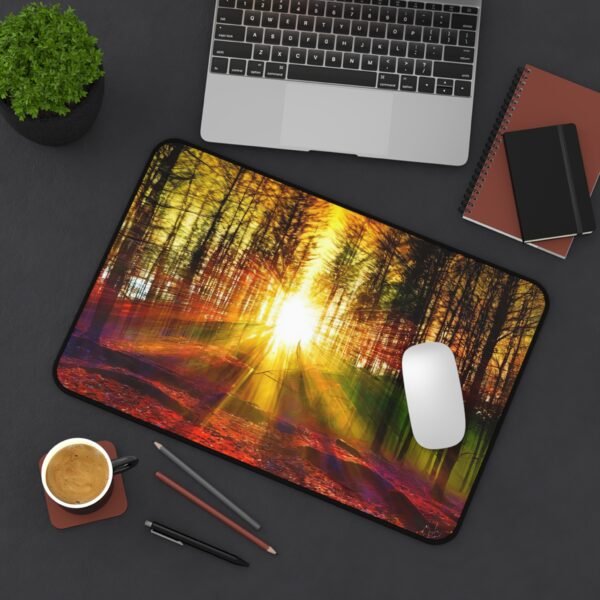desk mat inspired by forest tones for calm creative focus, workspace mat with coastal neutrals for soft ambient lighting