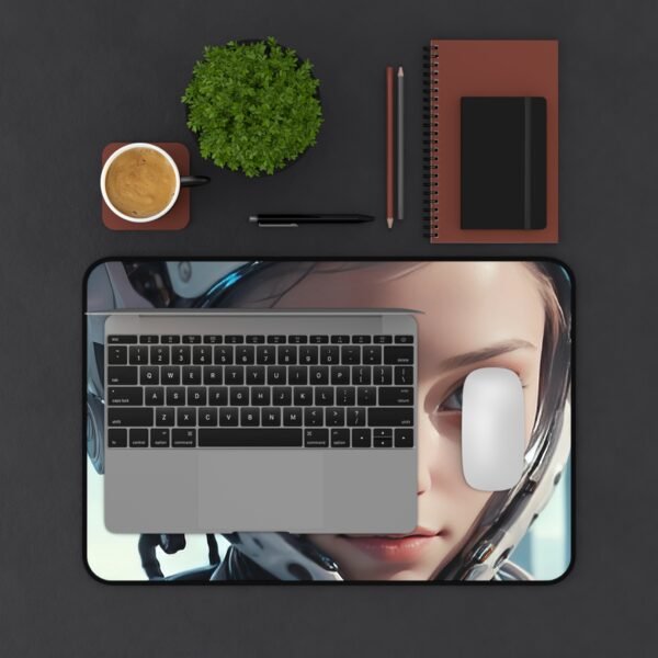 mouse pad with holographic grid overlay for creators of the future, workspace mat inspired by cybernetic design for advanced creative setups, mouse pad featuring digital stream flow for minimal-tech productivity