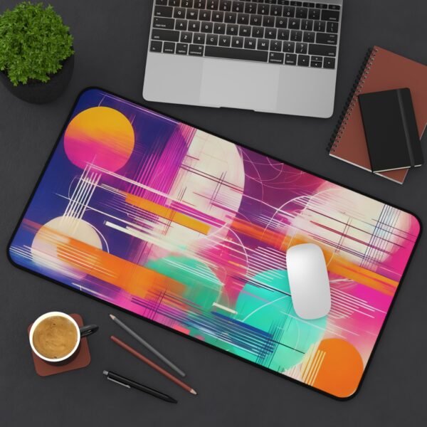 workspace mat with light brush geometry texture, mouse pad inspired by contemporary oriental tones,
