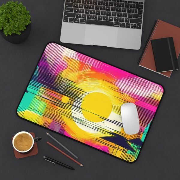 desk mat with root pigment layering and space, workspace mat with flowing natural structure,