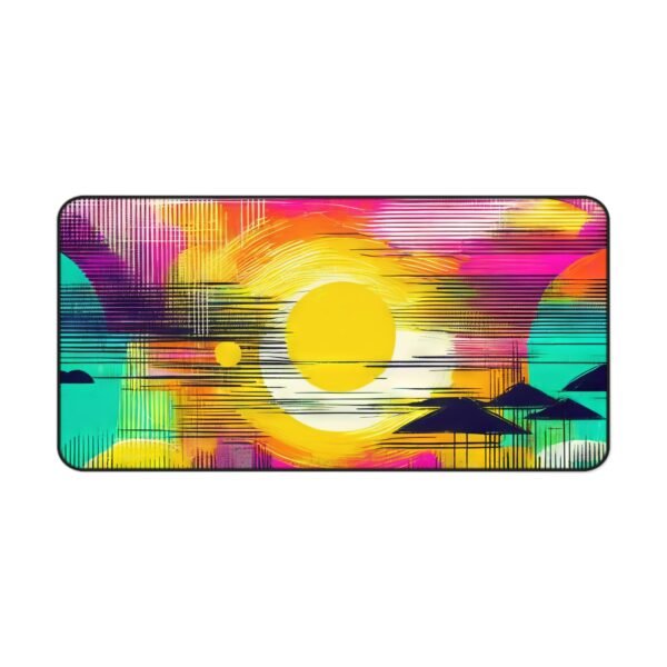 workspace mat with abstract pebbled brush rhythm, mouse pad for wabi-sabi inspired workflow,
