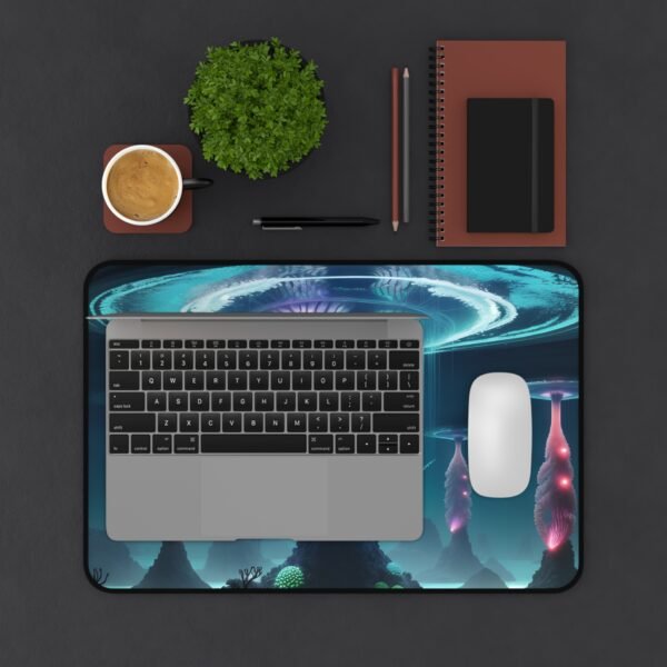wrinkle-free desk mat for photo shoots, quick-dry surface pad, pet-friendly desk mat material, eco-safe desk pad