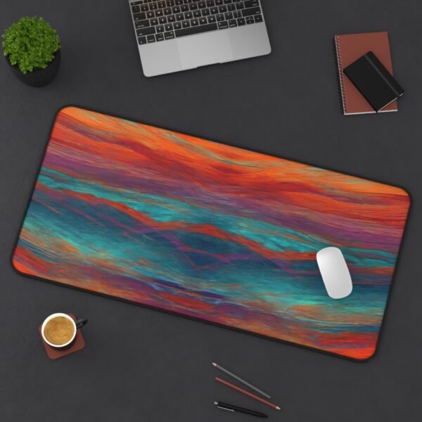 autumn leaves desk mat, pumpkin spice surface pad, halloween-themed desk mat, spooky season workspace