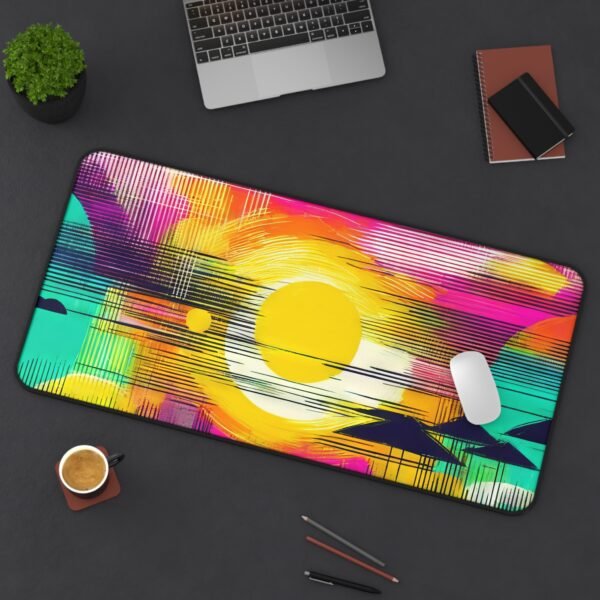 mouse pad with natural inkscape energy, desk mat with grainy parchment layering, workspace mat with brush-and-earth asymmetry