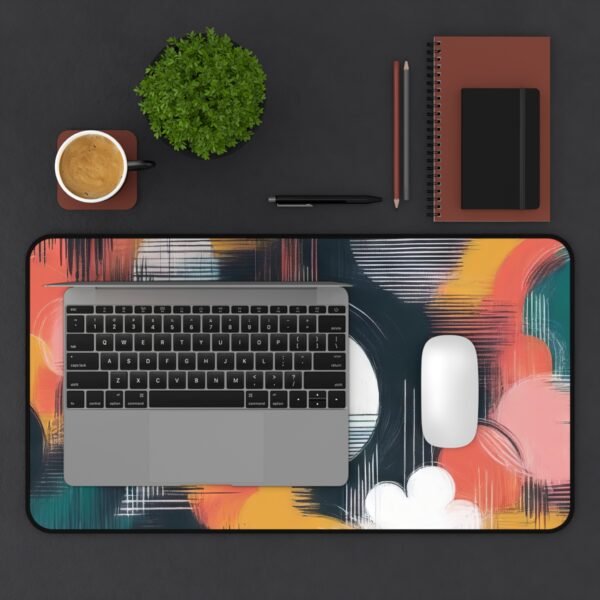 mouse pad featuring sumi earthline swirls, desk mat for raw yet refined aesthetic setups